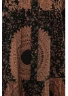 2423 Otantik Desenli Tesettür Elbise - Siyah - Taba