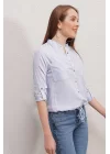 3619 ÖNÜ BAĞCIKLI GÖMLEK - Mavi