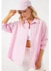3900 Oversize Kareli Gömlek - Y.Pembe