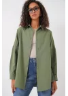 3900 Oversize Uzun Basic Gömlek - A.Haki