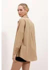3900 Oversize Uzun Basic Gömlek - Bisküvi