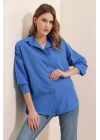 3900 Oversize Uzun Basic Gömlek - B.Mavi