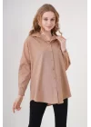 3900 Oversize Uzun Basic Gömlek - Camel