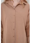 3900 Oversize Uzun Basic Gömlek - Camel