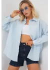 3900 Oversize Uzun Basic Gömlek - C.Mavi