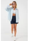 3900 Oversize Uzun Basic Gömlek - C.Mavi