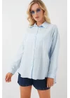 3900 Oversize Uzun Basic Gömlek - C.Mavi
