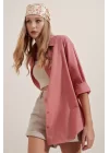 3900 Oversize Uzun Basic Gömlek - Gül Kurusu
