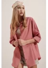 3900 Oversize Uzun Basic Gömlek - Gül Kurusu