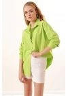 3900 Oversize Uzun Basic Gömlek - G.Yeşil