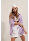 3900 Oversize Uzun Basic Gömlek - Lila