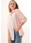 3900 Oversize Uzun Basic Gömlek - Pudra