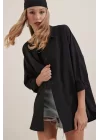 3900 Oversize Uzun Basic Gömlek - Siyah