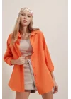 3900 Oversize Uzun Basic Gömlek - Turuncu