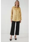 3985 Oversize Saten Gömlek - Altın Sarısı