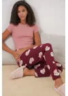 4323 Desenli Pijama Altı - Bordo