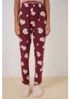 4323 Desenli Pijama Altı - Bordo