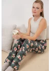 4323 Desenli Pijama Altı - Zümrüt Yeşili