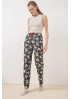4323 Desenli Pijama Altı - Zümrüt Yeşili