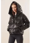 5114 Oversize Deri Mont - Siyah