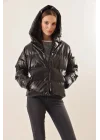 5114 Oversize Deri Mont - Siyah