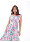 5370 ELBİSE-PEMBE GÜL DESEN