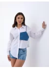 5419 GÖMLEK-MAVİ CEPLİ BEYAZ