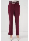 6538 Kemerli İspanyol Paça Pantolon - Bordo