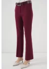 6538 Kemerli İspanyol Paça Pantolon - Bordo