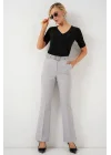 6538 Kemerli İspanyol Paça Pantolon - Gri