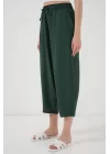 6591 Dokuma Şalvar Pantolon - Zümrüt Yeşili