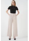 6647 Bol Paça Kumaş Pantolon - Krem