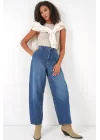 6688 Yüksek Bel Baggy Kot Pantolon - Lacivert