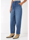 6688 Yüksek Bel Baggy Kot Pantolon - Lacivert