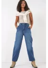 6688 Yüksek Bel Baggy Kot Pantolon - Lacivert