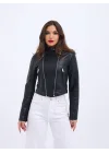 6711 DERİ CEKET-SİYAH