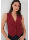 6796 Kısa Dokuma Yelek - Bordo