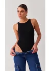 Kadın Siyah Çıtçıtlı Bodysuit