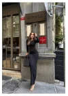 Kadın Siyah Uzun Kollu Elbise Sandy Kumaş