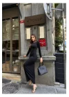 Kadın Siyah Uzun Kollu Elbise Sandy Kumaş