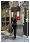 Kadın Siyah Uzun Kollu Elbise Sandy Kumaş