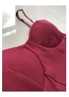 Kadın Bordo İp Askılı Büstiyer Crop