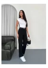 Kadın Yüksel Bel Bol Paça Çımalı Esnek Ithal Kumaş Pantolon, Yeni Sezon