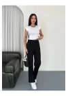 Kadın Yüksel Bel Bol Paça Çımalı Esnek Ithal Kumaş Pantolon, Yeni Sezon