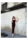 Kare Yaka Elbise – Korsaj Detaylı Midi Elbise