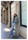 Kadın Gri Oversize Kısa Kalın Gömlek Yaka Fermuarlı Kaşe Kaban