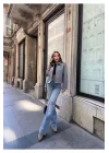 Kadın Gri Oversize Kısa Kalın Gömlek Yaka Fermuarlı Kaşe Kaban