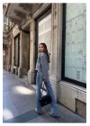 Kadın Gri Oversize Kısa Kalın Gömlek Yaka Fermuarlı Kaşe Kaban