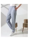 Kadın Yüksek Bel Lastikli Düz Renk Cepli Çizgili Bilek Boy Scuba Kumaş Jogger Pantolon