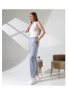 Kadın Yüksek Bel Lastikli Düz Renk Cepli Çizgili Bilek Boy Scuba Kumaş Jogger Pantolon
